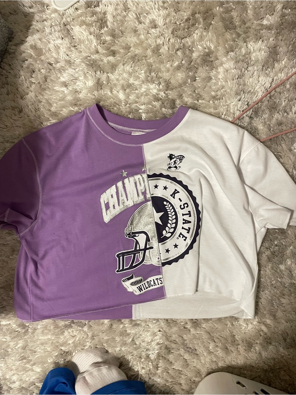 Colorblock Short Sleeve Tee in Lilac and White